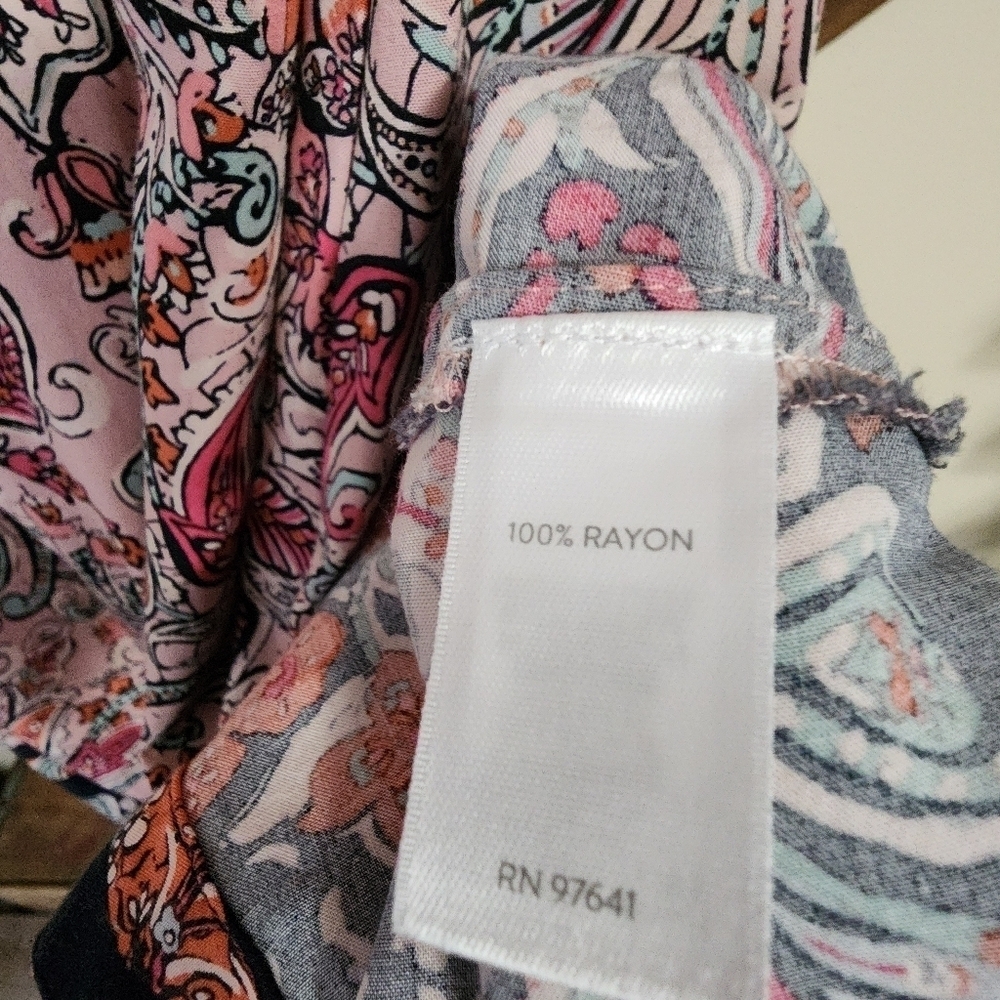 J Jill Boho Dress Full Length Maxi Short Sleeve Floral Rayon Paisley Size Med. - Picture 10 of 15